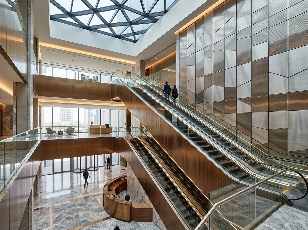 Commercial escalator elevator steel cladding West Bay